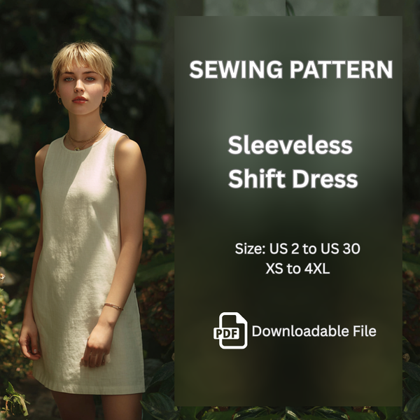 Sleeveless Shift Dress, Sewing Pattern PDF File